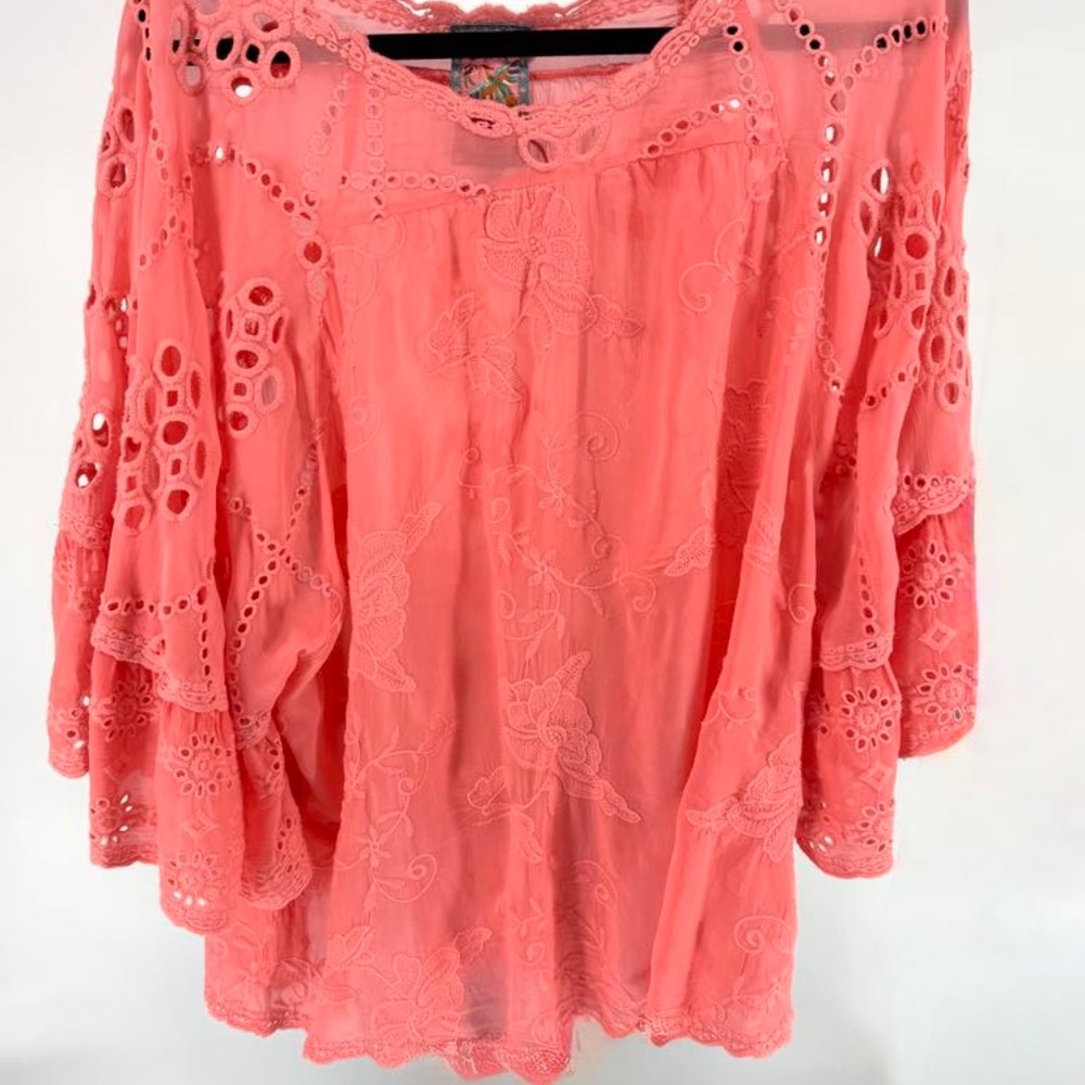 Johnny Was Embroidered Blouse Size L - Picture 8 of 10